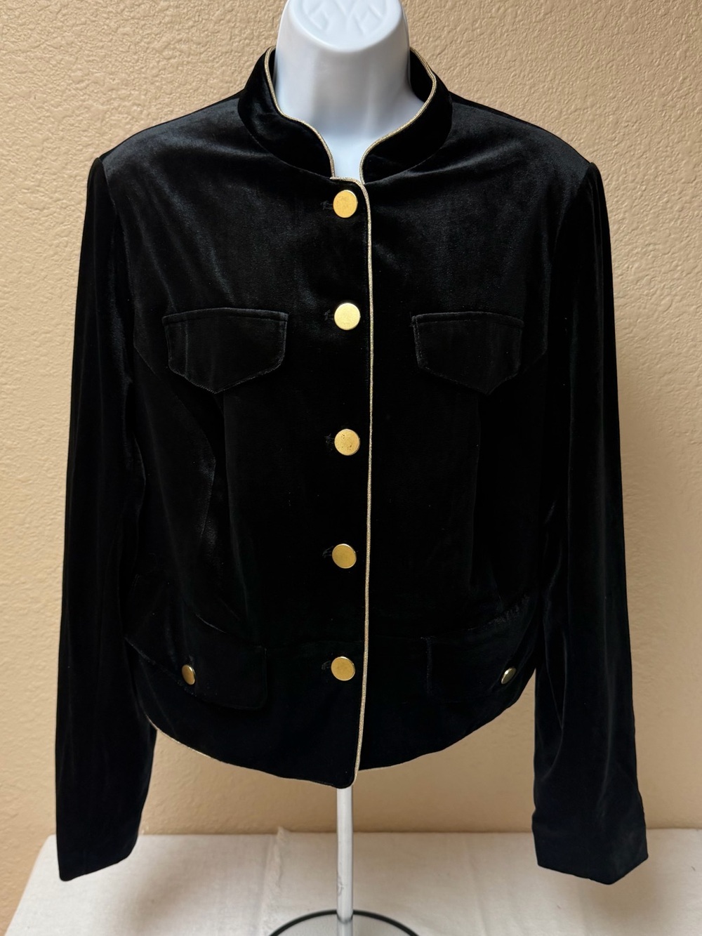 4/$20 Who What Wear Black Velvet Jacket with Gold Buttons
